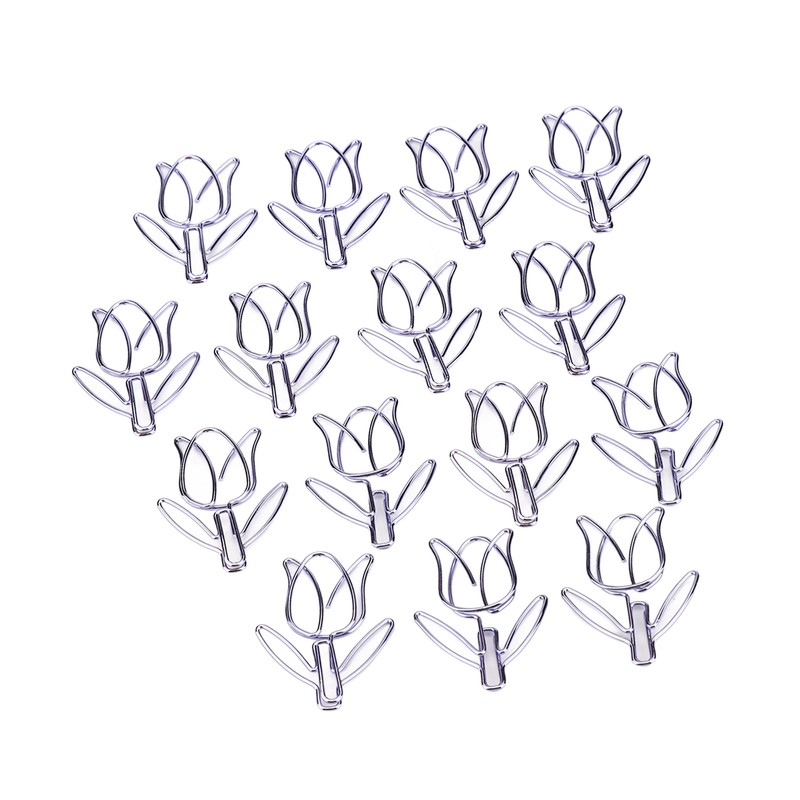 50Pcs Tulip Paper Clips Cute Purple Tulip Design Durable Metal