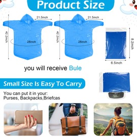 Berlune 30 Pcs Kid Rain Ponchos Bulk Disposable Ponchos for Kid Emergency Raincoat with Drawstring Hood and Elastic Sleeves (Blue)