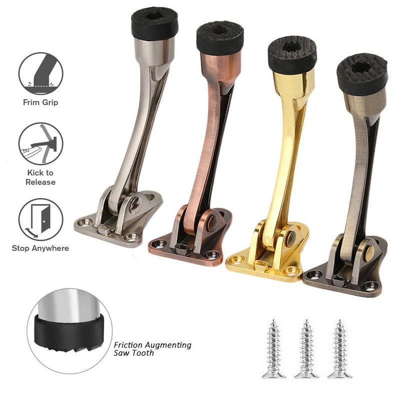Kick Down Door Stop, Zinc Alloy Stopper Prop Stay Spring