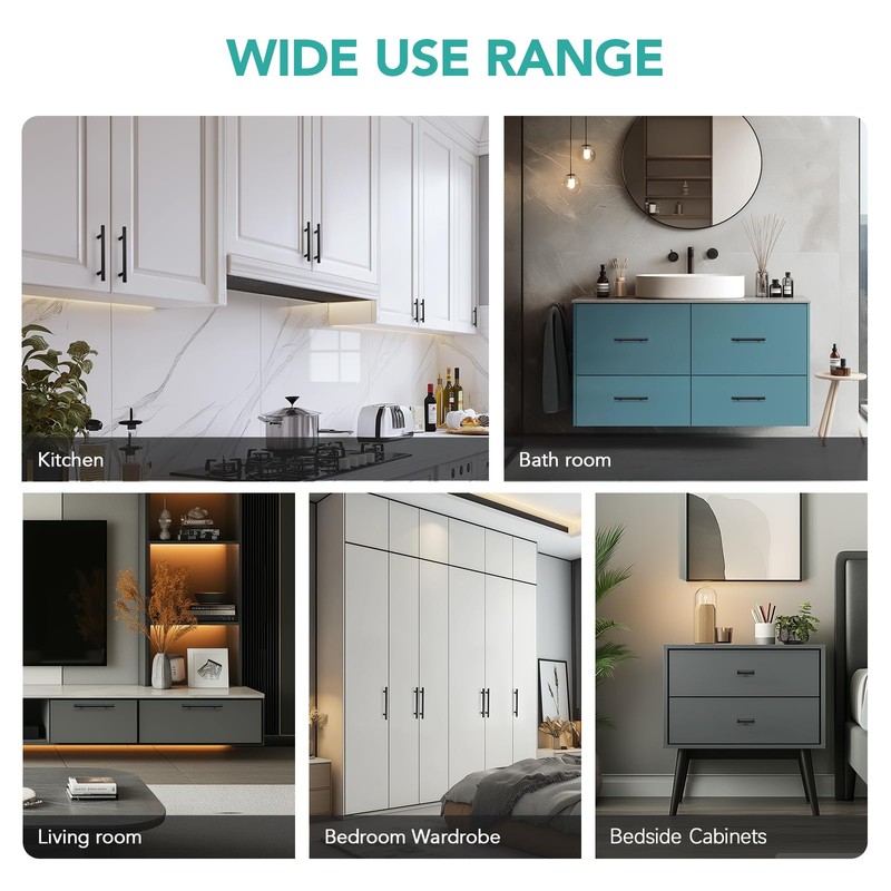 HOME EDIT 5 Pack 256mm Matte Black Kitchen Cabinet Hardware