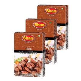 Shan Tikka Recipe and Seasoning Mix 1.76 oz (50g) - Spice Powder for Traditional Style BBQ Steak Mix - Suitable for Vegetarians - Airtight Bag in a Box (Pack of 3)