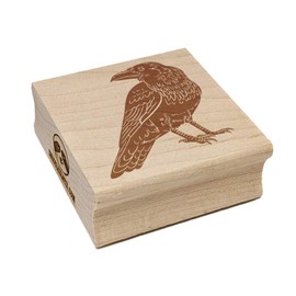 Elegant Black Raven Square Rubber Stamp for Stamping Crafting - 1.75in Medium