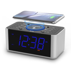 iToma Bluetooth with Radio Alarm Clock, Digital FM Radio, Dual Alarm with Snooze, Dimmer Control, Sleep Timer, USB Charging Port