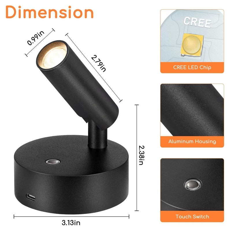URTOM Wireless Spot Lights Indoor with Remote Up Lights Indoor
