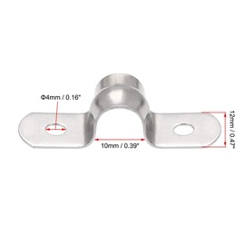 TA-VIGOR 16Pcs Rigid Pipe Straps, 10mm 2 Holes Stainless Steel Tension Tube Clip Clamp, Heavy Duty Conduit Clamps for Pipe Tube Wire Fixing, Laying Plumbing, Electricity, Exhaust