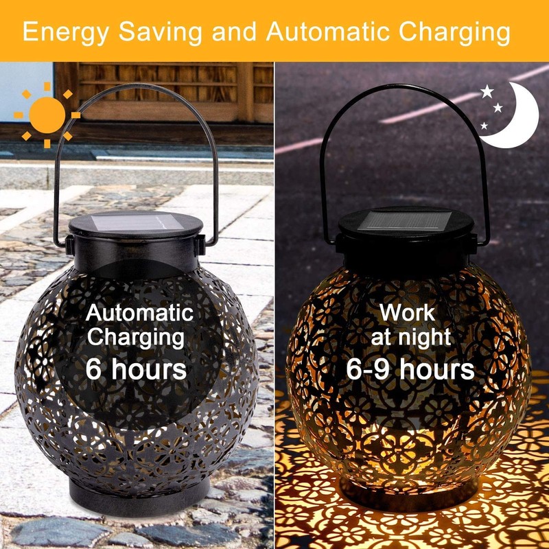 GolWof Solar Lantern Outdoor, LED Solar Light, Waterproof Decorative, Bronze,