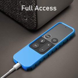 Fintie Protective Case for Apple TV 4K/ HD Siri Remote (1st Gen) - Honey Comb Lightweight Anti Slip Shockproof Silicone Cover for Apple TV 4K 5th 4th Gen Siri Remote Controller, Blue