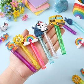 Foilswirl 24 Pcs Mini Cartoon Bubble Wands Bulk Cartoon Party Favors for Outdoor Summer Classroom Birthday Party Supplies Kids Goodie Bags Filler Stuffer Activity Prizes, 6 Styles
