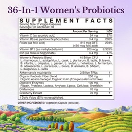 Vitalitown Probiotics for Women, 140 Billion CFU 20 Strains, Akkermansia Probiotic with Iron, Vitamin C B6 & B12, Digestive Enzymes, Cranberry, D-Mannose, Vaginal Probiotics & Prebiotics, 60 Capsules