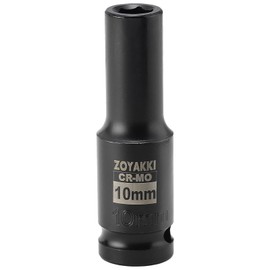 ZOYAKKI 1/2" Drive x 10 mm Deep 6 PT Impact Socket, CR-MO, 1/2-inch Drive 6 Point Axle Nut Socket for Easy Removal of Axle Shaft Nuts (10MM)