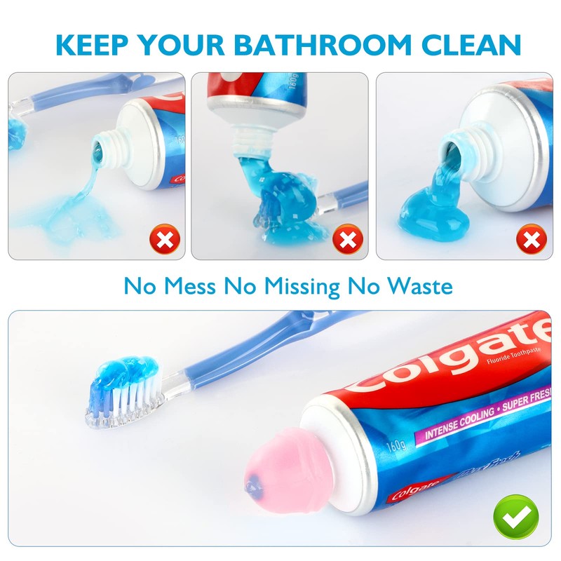 Self-Closing Toothpaste Caps,5 Pcs Toothpaste Squeezers Cap Keeps Toothpaste No