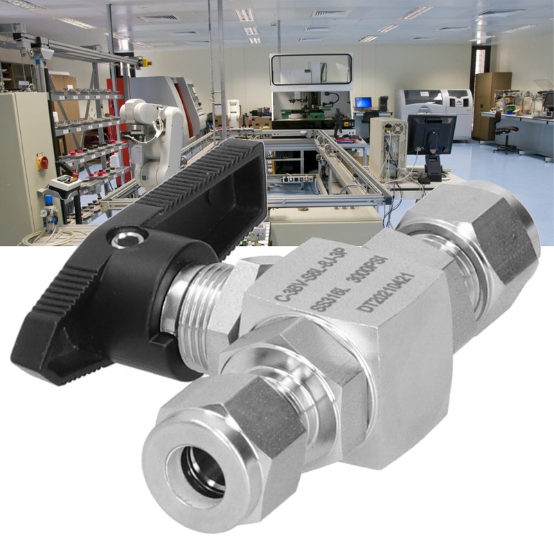 Ball Valve Stainless Steel 3Piece Type StraightThrough Ferrule Equipment SS316L