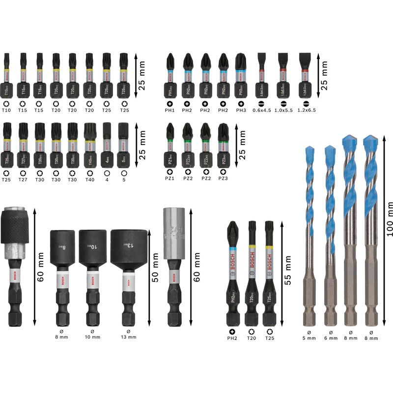 Bosch 40x PRO Impact Mixed Set, 40-Piece (for Concrete, Soft