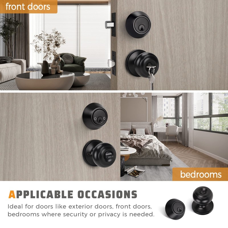 KNOBWELL 2 Pack All Keyed Same Entry Door Knob and