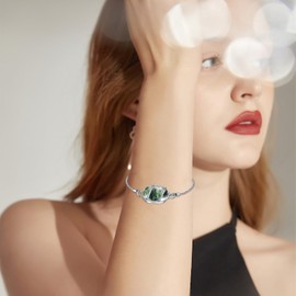 HPQQ Moss Agate Urn Bracelet for Ashes 925 Sterling Silver Cremation Bracelet for Ashes Keepsake Jewelry Memorial Gifts for Women Mom