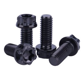 UHDFBDHF Titanium Flange Head Bolt M6x10 15 20mm T30 Torx Screw Pack of 4 (Black, M6x15mm)