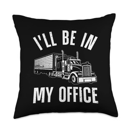 Cool Trucker For Men Dad Semi Truck Driver Mechanic Trucking Throw Pillow