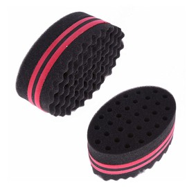 Hair Sponge Brush, 2 Double Sides Small Holes Afro Curl Coil Wave Hair Sponge Brush for Home and Barber