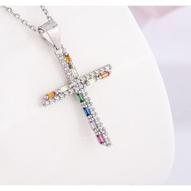 VQGRIXZCE S925 Sterling Silver Cross Faith Christian Pendant Necklace for Women Jewelry