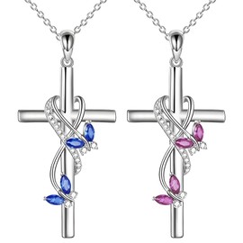 Epicover Butterfly Necklaces for Women, Butterfly Cross Design, Set of 2 Pieces, Fashion Cross Necklace for Adult, Copper Material