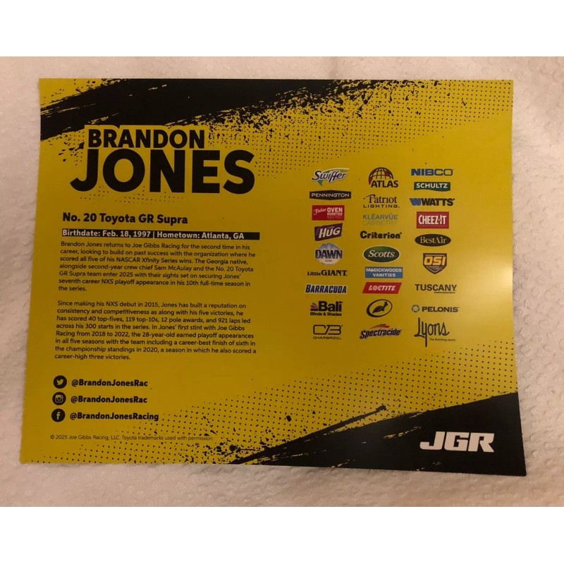 Nascar Xfinity Driver #20 Brandon Jones Atlas Designer Shingles 2025