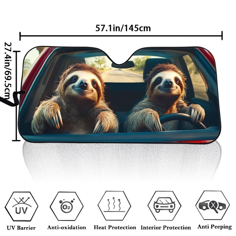 Oramclsy Sloth Driver Car Sunshade Windshield Sun Shade UV Ray