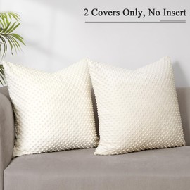 PHF Minky Dot Throw Pillow Cover 24"x 24", 2 Pack Soft Cozy Minky Bubble Real Velvet Cushion Cover, No Insert, Home Decorative Pillow Shams Shell for Couch Sofa Bed, Cream