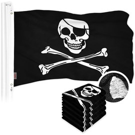 G128 5 Pack: Pirate Jolly Roger Bones Flag | 20x30 In | ToughWeave Series Embroidered 300D Polyester | Novelty Flag, Embroidered Design, Indoor/Outdoor, Brass Grommets