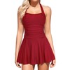 SHEKINI Halter Traje de Baño de Una Pieza con Falda