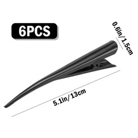 LNQ LUNIQI Pack of 6 Metal Duckbill Hair Clips, Large Hair Clips, Hairdresser Hair Clips, Black Hair Clips, Duck Beak, Women's Thick Hair Accessories for Everyday and Hairdressing Salon