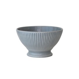Creative Co-Op Round Stoneware Fluted Serving Bowl, Reactive Glaze, Blue