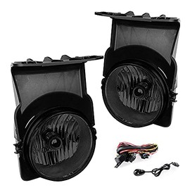 Driving Fog Lights Lamps Replacement for 2003-2006 GMC Sierra 1500 2500 3500 with H10 12V 45W Halogen Bulbs & Wiring Harness Kit (Smoke Lens)