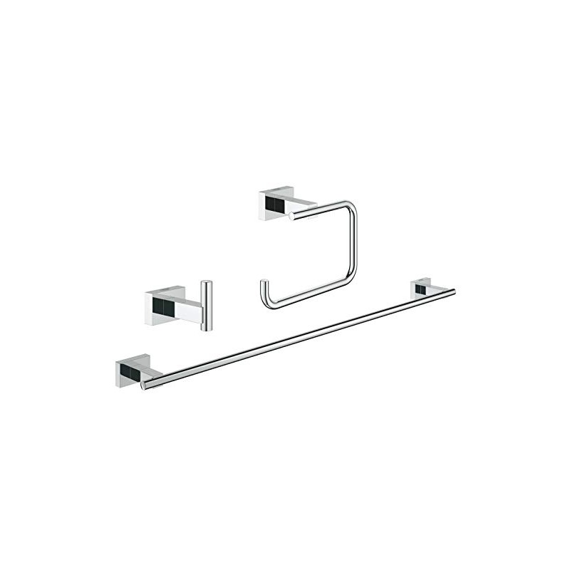 Grohe Essentials Cube 3-in-1 Bathroom Accessory Set, Polished Chrome