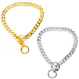 YDGAKN 2PCS Collar de Castigo para Perro,Collar de Entrenamiento para Perro de Aluminio Ajustable,Cadena de Castigo para Perro para Pequeños Medianos y Grandes (35CM)