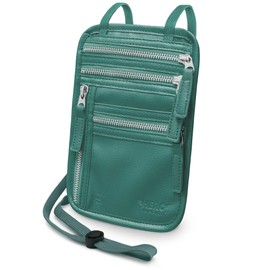 HERO Neck Wallet – RFID Blocking Vegan Leather Passport Holder & Travel Pouch (Sage Green)