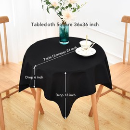 NEWISHER Black Square Tablecloth 36x36 inch, Heavy Duty Polyester Fabric Table Cloth, Washable Solid Reusable Table Cover for Nightstand, Bedside Tables, End Tables Outdoor Indoor