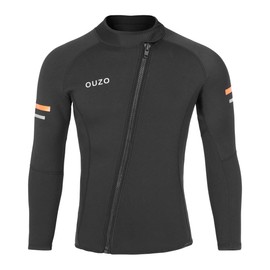 DIVE & SAIL Men's Neoprene Wetsuit Jacket, 0.06 inch (1.5 mm) Thickness, Unisex Front Zipper Long Sleeve, For Surfing, Snorkeling, Mountain Climbing, Shore Fishing, XL Size