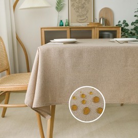 NLMUVW Linen Tablecloth for Square Tables - Burlap Textured Table Cloth Water Resistant Farmhouse Decorative Table Cover for Dining Kitchen Card, 42 x 42 Inch