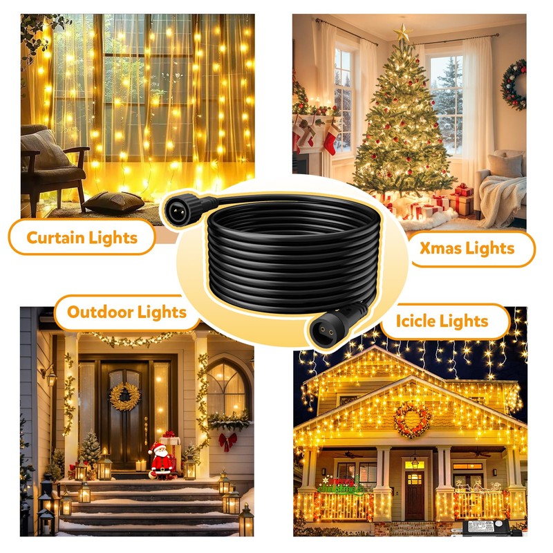 cshare Extension Cords for String Lights Inflatable Decorations, 2 Pin