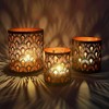 Set of 3 Oriental Tea Light Holders Zalia Metal Black