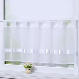 Joyswahl “Julie” Short Voile Curtain with Tabs and Satin Ribbon Decoration