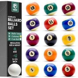 EAGLES Professional Billiard Ball Set – 2-1/4" Regulation Size Pool Table Balls – High-Density Poly-Resin for Precision Balance, Friction Resistance & True Roll – Complete 16 Ball Set