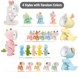 Vercico 4 Pieces Animal Night Light Party Bag Children's Birthday Small Gifts for Children, Mini Animals Lamps Kawaii Guest Gift Give Aways Gift Gifts Girls Boys Random Colour
