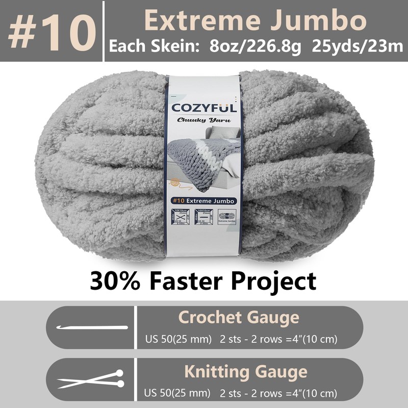 Cozyful Chunky Yarn for Hand Knitting - #10 Chunky Chenille