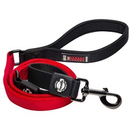Franklin Pet Supply Co. Nylon Dog Leash - 4 Foot Dog Leash with Shok-Tek Bungee - Prevents Jumping and Pulling - Bright-Color Nylon for Night Visibility - Red