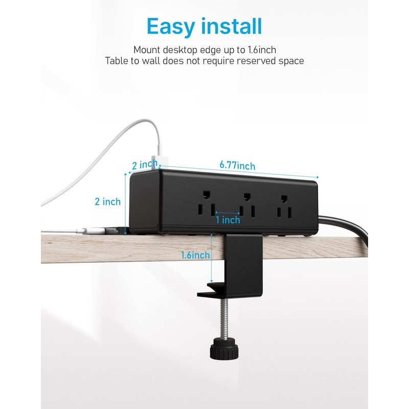 CCCEI Desk Clamp Power Strip with 9 Outlets, Desktop Edge