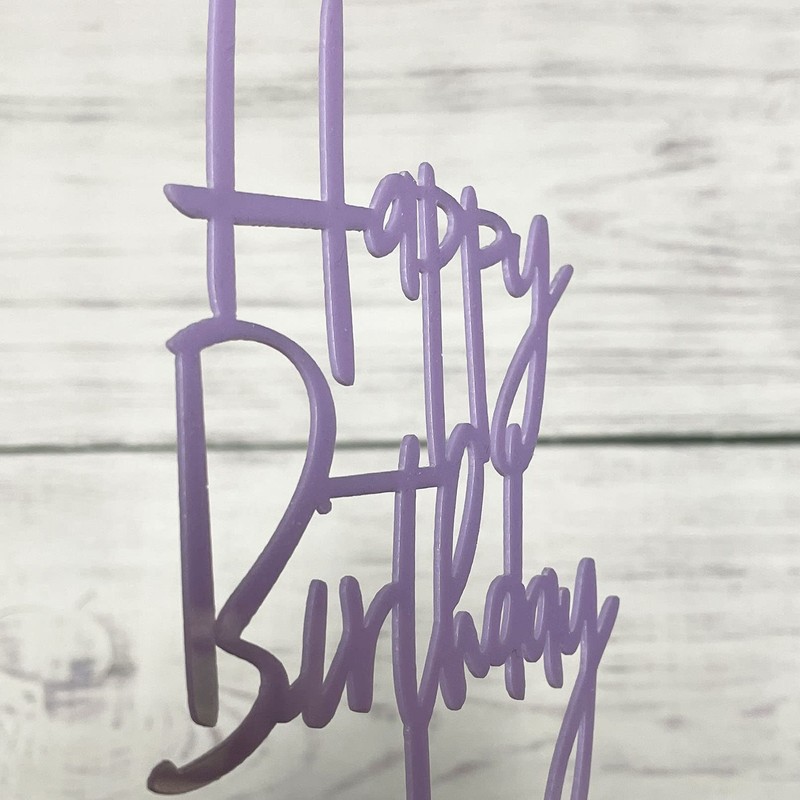JIEEIN - Decoración para tarta de feliz cumpleaños, plástico morado,