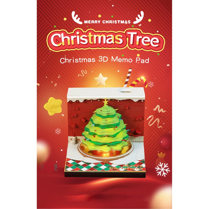 Christmas Tree 3D Memo Pad Innovative Paper Carving Art 3D
