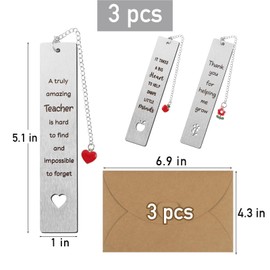 3pcs Teacher Appreciation Gifts Bookmark Bulk Thank You Teacher Gifts for End of Year Graduation Christmas