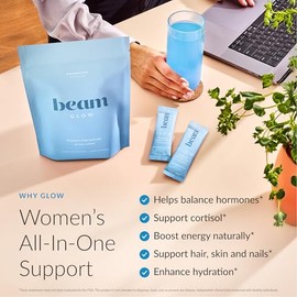 BEAM Glow Women's Wellness Supplement, Cortisol Support with Ashwagandha for Women, Daily Vitamins for Cycle Health, Mood, Energy & Stress Support wit